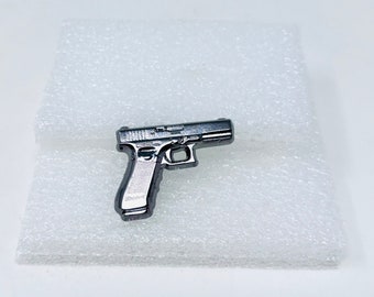 Black Chrome Glock pistol enamel pin