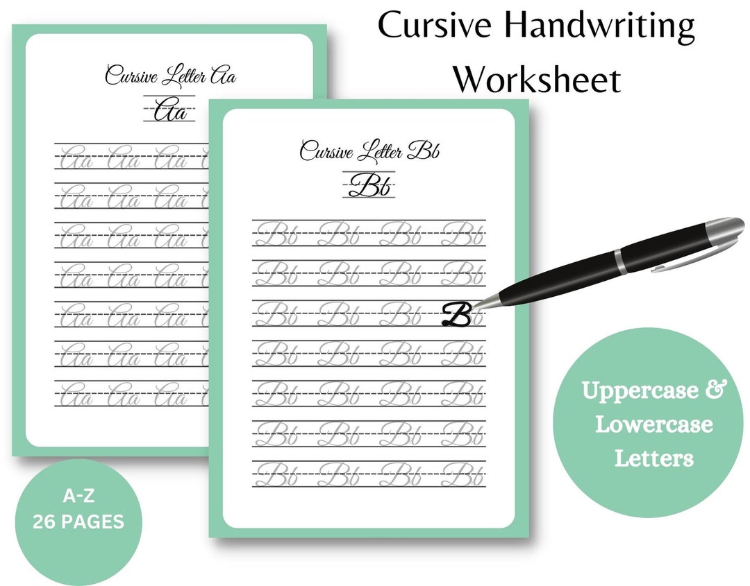 Printable Cursive Worksheets (26 Pages A-Z) |for Kids & Adults| PDF ...