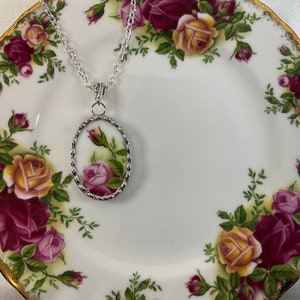 Old Country Roses Broken China Oval Necklace image 5