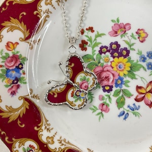 Lady Fayre - Whimsical Butterfly! Broken China Butterfly Necklace