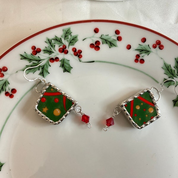 Christmas Teacups! Broken China Christmas Earrings
