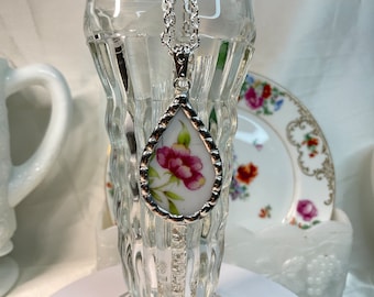 Broken China Tear Drop Necklace