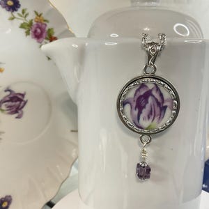 Purple Passion! Broken China Circular Necklace