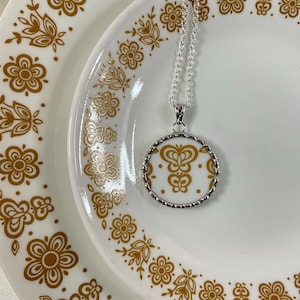 Butterfly Gold! Broken China Circular Necklace