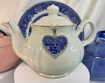 Willow Ware Heart! Broken China Heart Necklace
