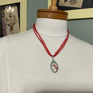 Dainty Bird Two Ways to Wear Broken China Oval Necklace image 9