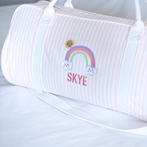 Children Personalised Bag /Duffle Bag/Children Gifts/Monogrammed Weekender Bags/Baby Bag/Hospital Bag /Personalized Gift/ Length 57cm LARGE Soft Pink Stripe