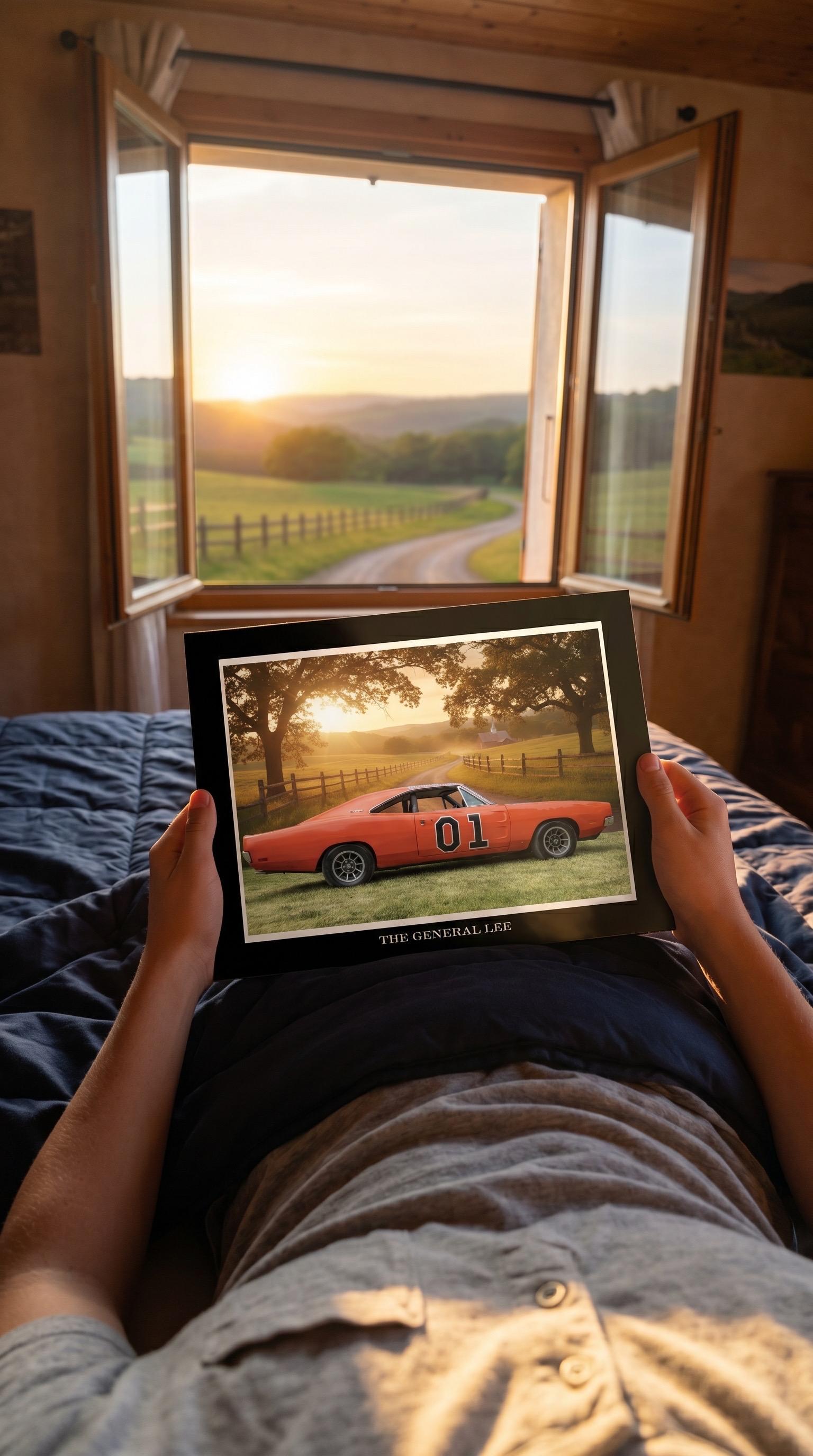 General Lee 1969 Dodge Charger Print – Dukes of Hazzard Man Cave