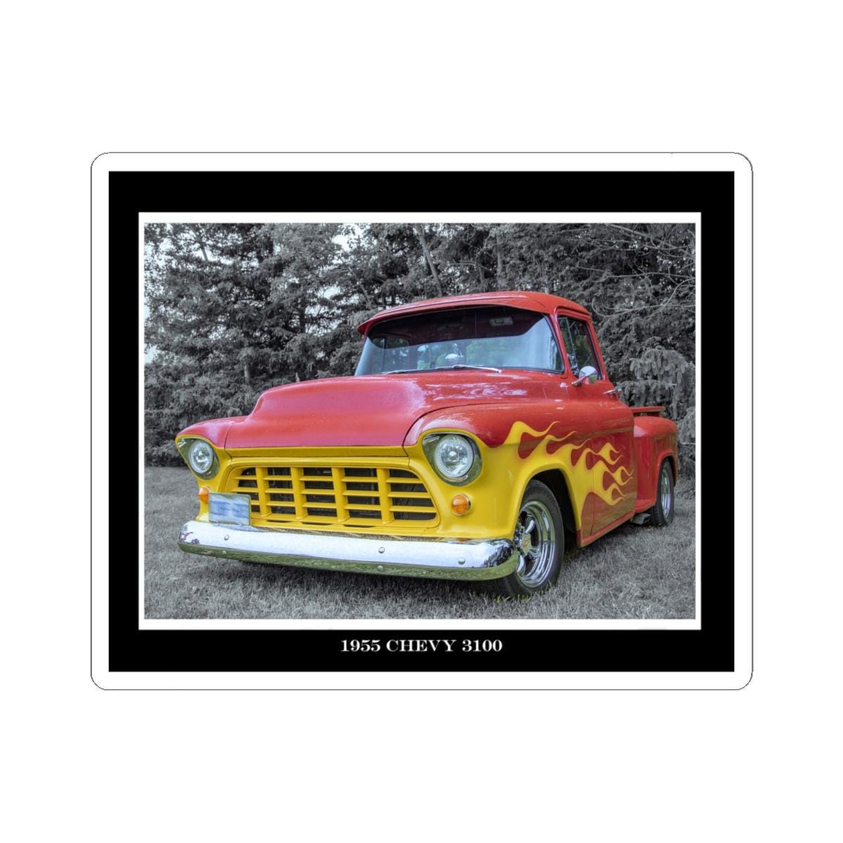 1955 Chevy 3100 Truck Sticker | Vintage Hot Rod Flames Kiss-cut - Etsy ...