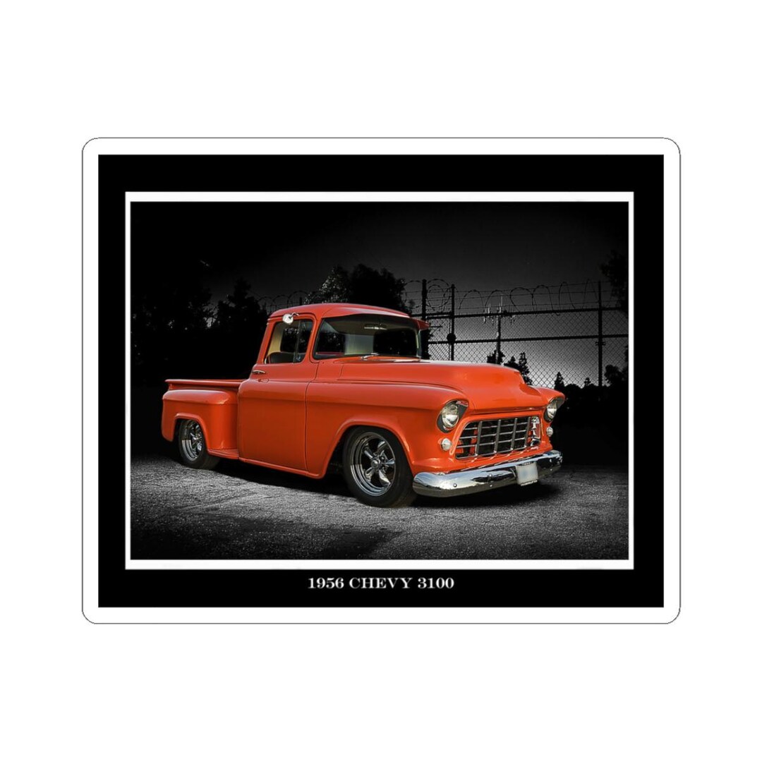 1956 Chevy 3100 Truck Kiss-cut Sticker | Classic Orange Pickup - Etsy
