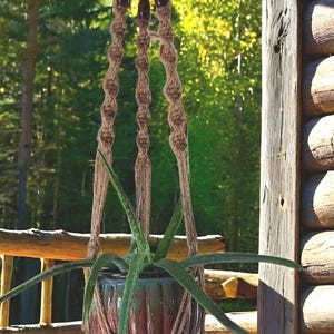 Macrame/Boho Plant Hanger: Large Jute Twist with Brown Wooden Beads