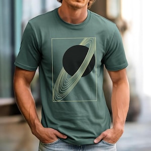 Minimalistisches Saturn Ring-Shirt, Retro Weltraum Planeten T-Shirt, kosmisches Astronomie-T-Shirt, ästhetisches Sonnensystem-Grafik-Shirt