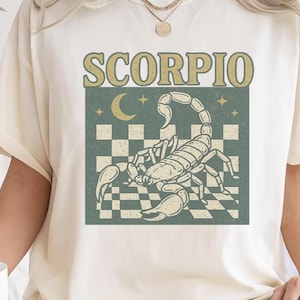 Scorpio Zodiac Shirt, Vintage Astrology Scorpion Graphic Tee, Boho Horoscope Star Sign T-Shirt, Celestial Scorpio Birthday Gift