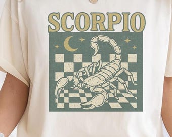 Skorpion Sternzeichen Shirt, Vintage Astrologie Grafik T-Shirt, Boho Horoskop Sternzeichen T-Shirt, himmlisches Skorpion Geburtstagsgeschenk