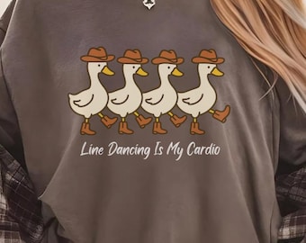 Line Dancing Ducks Shirt, Funny Country Western Tee, Cowboy Duck Shirt, Rodeo Farm Animal Shirt, Country Line Dance Gift for Women