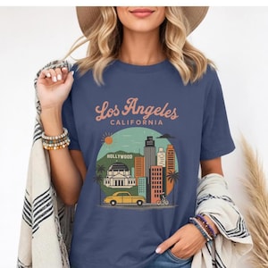 Vintage Los Angeles Shirt, California Travel Graphic Tee, Retro Hollywood Skyline T-Shirt, West Coast City Aesthetic Top