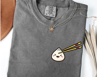 Cute Kawaii Dumpling Shirt, Funny Foodie Tee, Asian Food Lover Gift, Happy Bao Graphic T-Shirt, Cute Chopsticks Dumpling Top