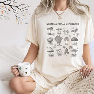 Maglietta vintage con funghi, estetica Cottagecore, maglietta per amanti della natura, collezionista di funghi, maglietta da giardiniere, estetica Forestcore, maglietta Goblincore