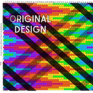 May include: A colorful design template for a 24oz straight tumbler. The design features a vibrant array of colors, including purple, blue, green, orange, and yellow, arranged in a geometric pattern with diagonal black stripes. The text "ORIGINAL DESIGN" is prominently displayed.
