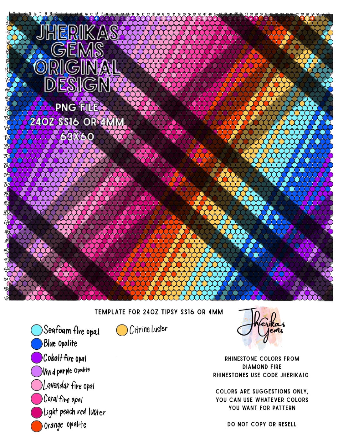 Ombré Twist Rhinestone Pattern Template 24oz SS16 63×60 - Etsy