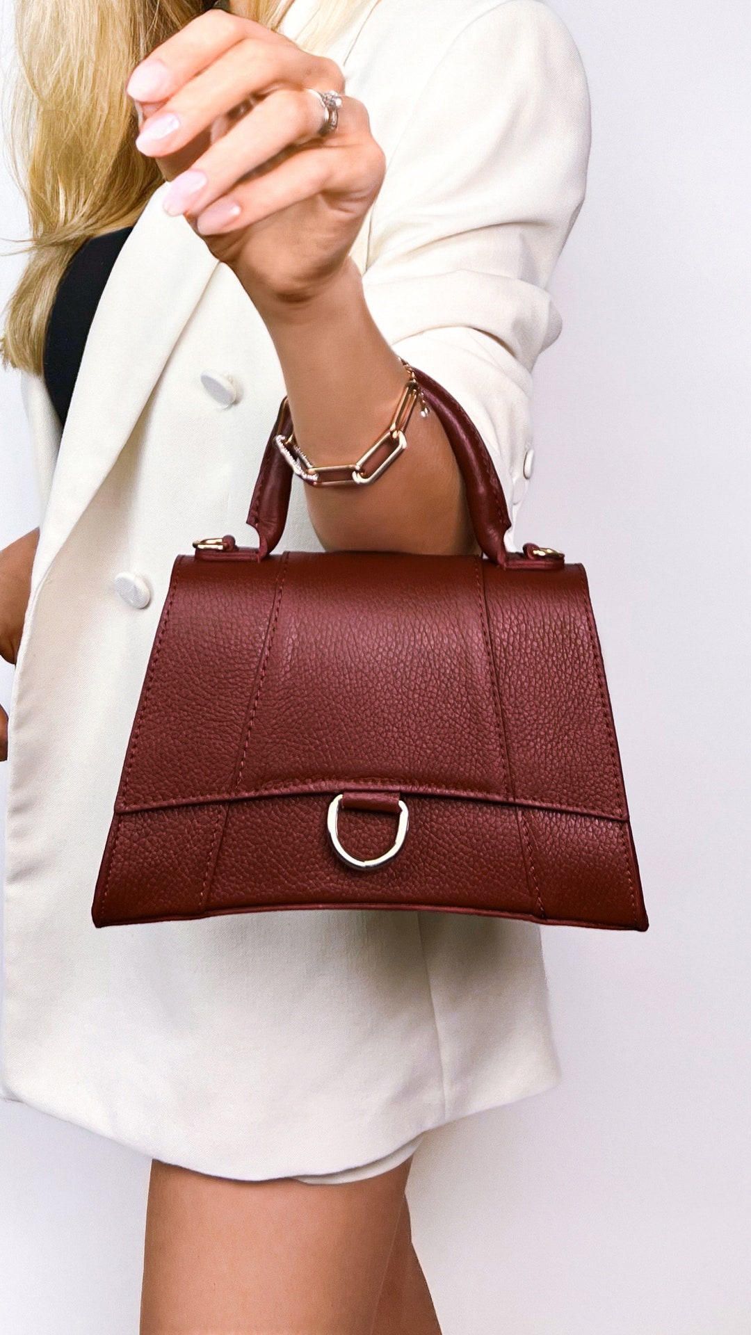 Italian 100% Leather Handbag in Gift Box, Genuine Leather Bag, Made in ...