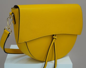 Genuine Cowhide Moon Leather handbag, Round fashion bag, Italian Leather bag, work leather bag, woman leather shoulder bag