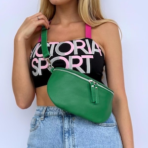 Gürteltasche aus Rindsleder in Geschenkbox, italienische Crossbody-Tasche, geräumige Gürteltasche aus Leder, Gürteltasche aus Leder, mittelgroße Geldbörse