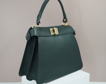 Italian Leather Shoulder bag, Medium sturdy leather bag, fashionable women bag with long strap, stylish leather bag black, cream leather bag