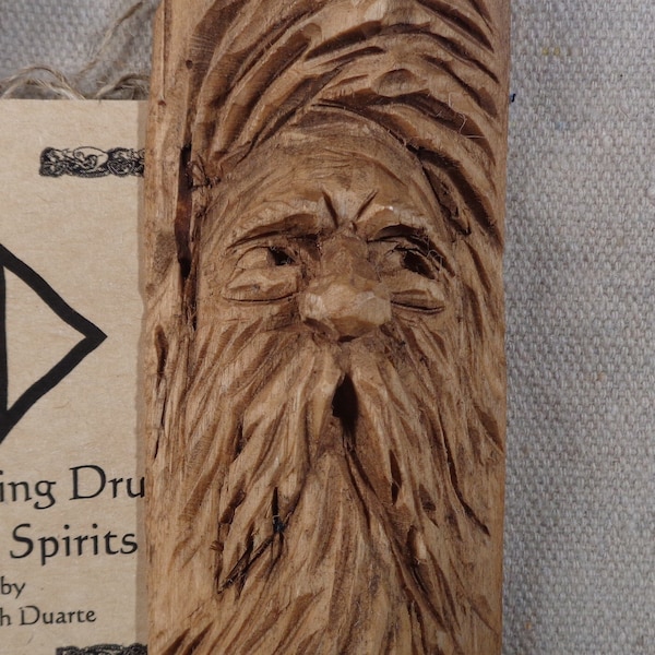 Wood Spirit Carving / Good Luck Charm - Hand Carved by the Enchanting Druid #23181