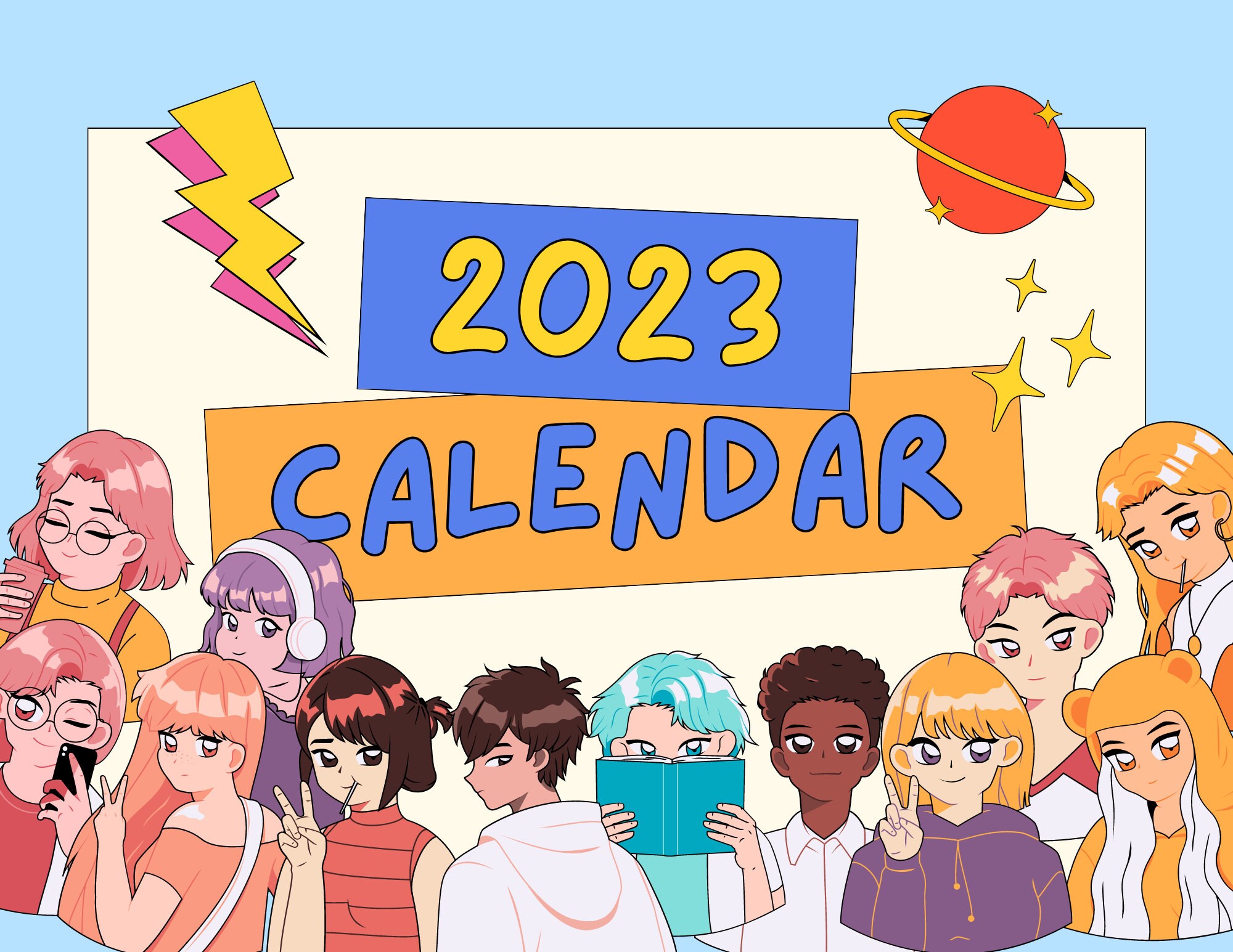 2023 Anime Printable Calendar - Etsy