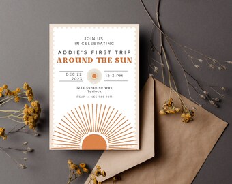 First Trip Around The Sun Birthday Invitation (Digital Download)