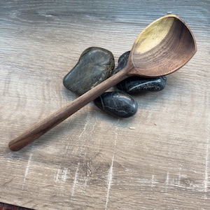 Angled walnut cooking spoon - 10&quot;