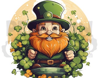 St. Patrick's Day Leprechaun T-Shirt Design Digital Downloads, Cool Saint Patrick's Day Printable, St. Patrick's Day Clipart Illustration