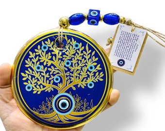 Tree Of Life Evil Eye Wall Hanging: Gold Home Protection Charm
