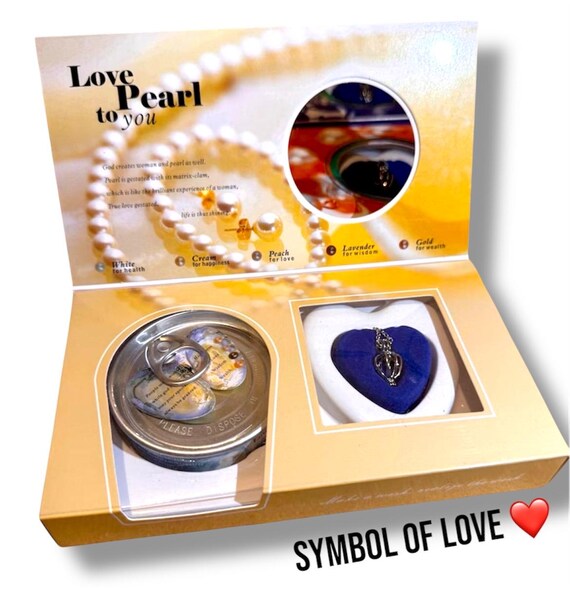 Wish Pearl Necklace Kit - DIY Necklace Making Kit, Necklace Cage Locket Cultured Pearl In Oyster Set, Valentine's Day Gift For Her Wife, Girlfriend