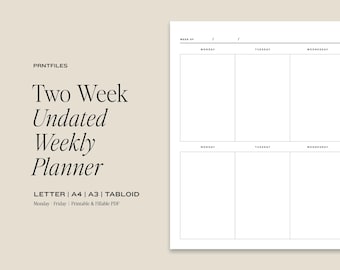 Two Week Planner, Weekly To Do List, Weekly Planner, Organizer, Week Calendar, Daily Schedule Planner, Digital Planner, Productivity Planner