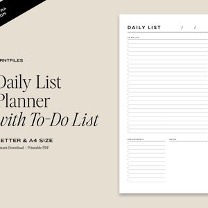 ADHD Daily List, Daily Planner Printable, Weekly Printable Planner, Productivity Planner, To Do List, Self Care, Aesthetic Planner, A4, Plan