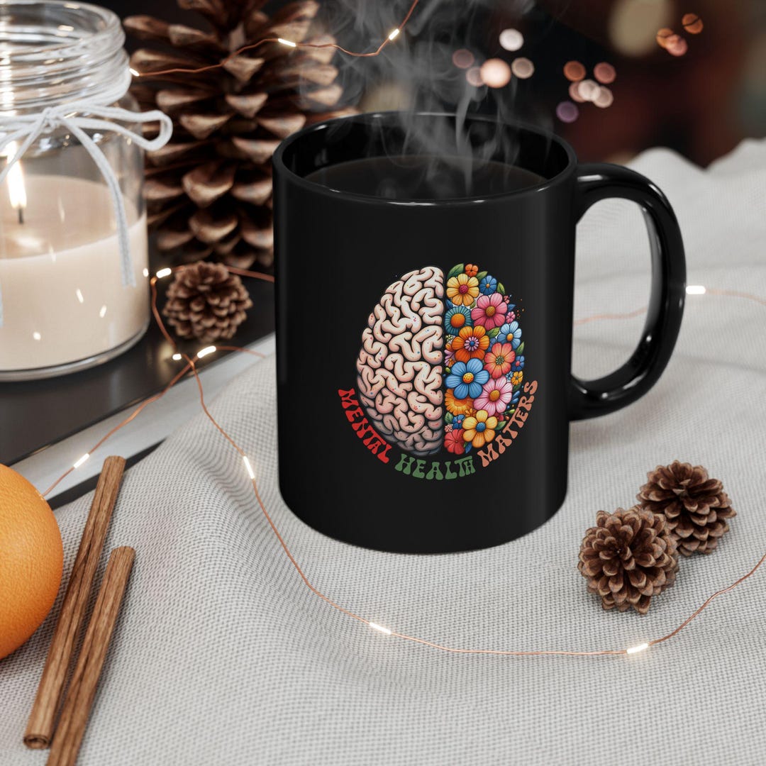 Mental Health Awareness Coffee Mug Mental Health Matters Brain With ...