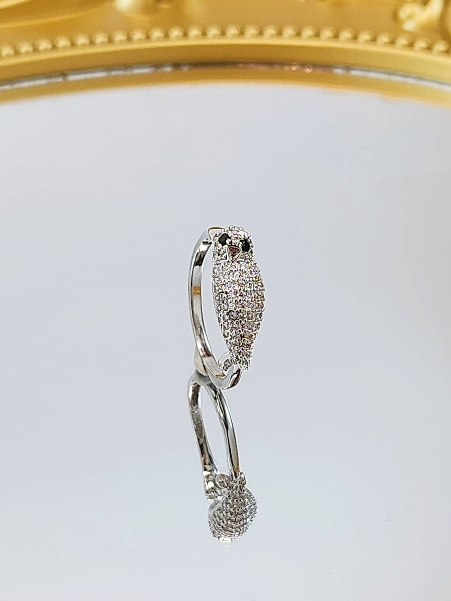 Silver and Gold Owl ring, Unique Ring, 925 Sterling Silver, Bird Lover Ring, Nature inspired, Perfec