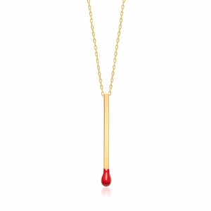 Match Necklace Matchstick Necklace Match Jewelry Fire Jewelry Match Stick Charm Necklace Match Pendant Necklace Personalized Initial Gift