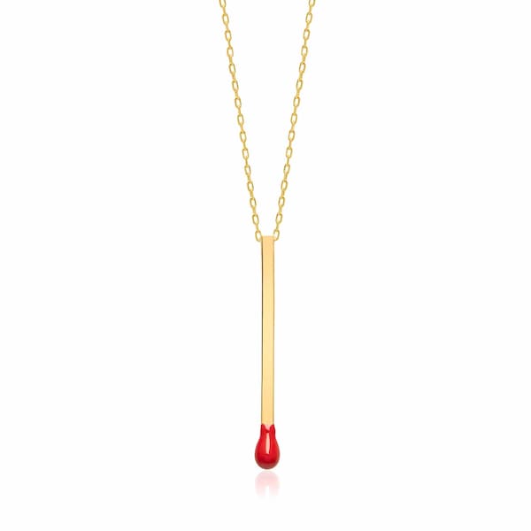 Match Halskette Matchstick Halskette Match Schmuck Feuer Schmuck Match Stick Charm Halskette Match Anhänger Halskette Personalisierte erste Geschenk