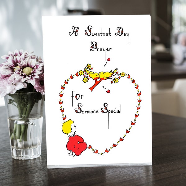 A Sweetest Day Prayer, Tell Him, Sweetest One, Bless Him, Hand Scripted, Ready to Print Greeting Card Fits Standard A7 Envelope (sd-1)