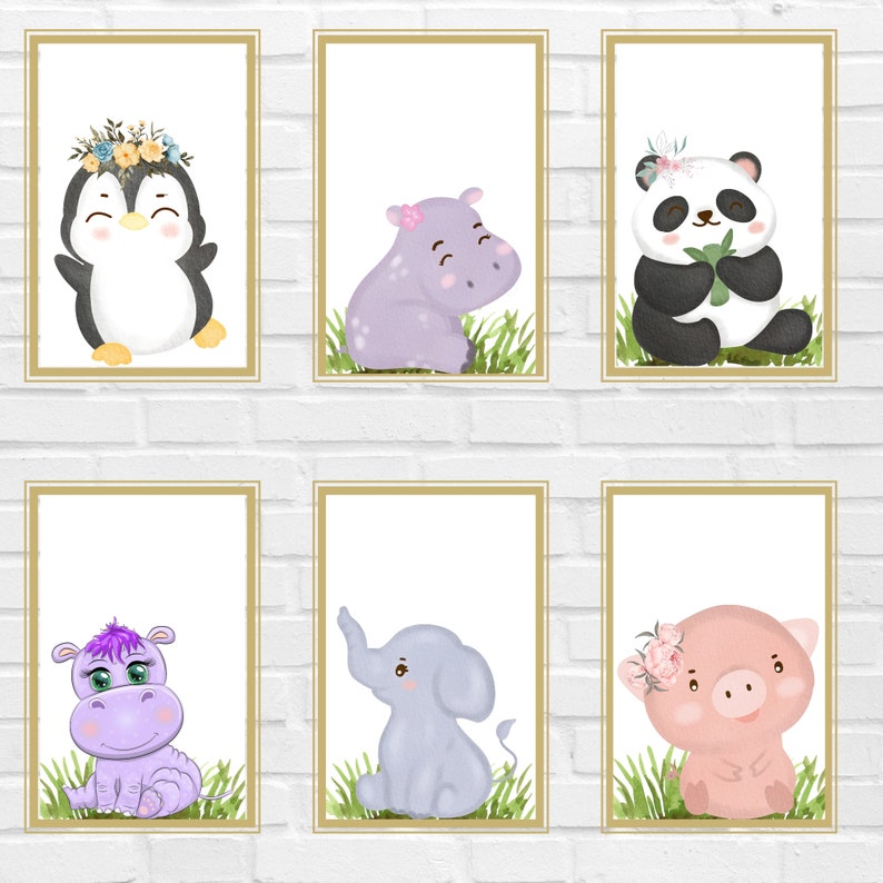 PRINTABLE Baby Animal Set of 6, Wall Art, Nursery Wall Art Decor ...