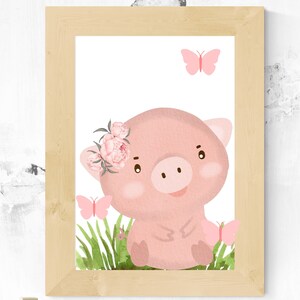 Printable wall art baby pig,Animal illustration, Baby Animal Prints for Nursery Wall Art Decor,kids bedroom decor,DIGITAL DOWNLOAD, gift.