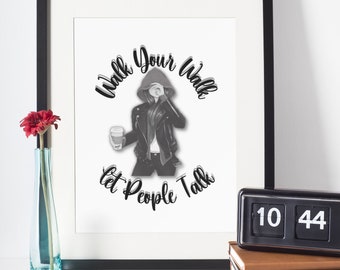 Walk Your Walk Digital Wall Print, Boss Chick, Feminine Art, Motivational Quote