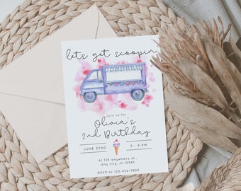 Pastel Ice Cream Birthday Invitation, Ice Cream Dream Birthday Party Invite, Pastel Birthday Girl Invite, Scoop Party, 2nd 3rd 4th 5th Bday