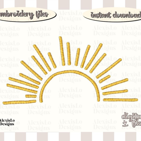 Sonne Stickdatei, Boho Stickdatei, Gold Sonne Stickmuster, einfache Sonne Stickdatei