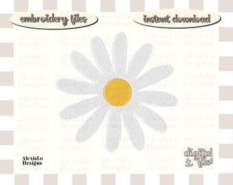 Diseño de bordado de margaritas, diseño de bordado floral, estética de flores silvestres de moda
