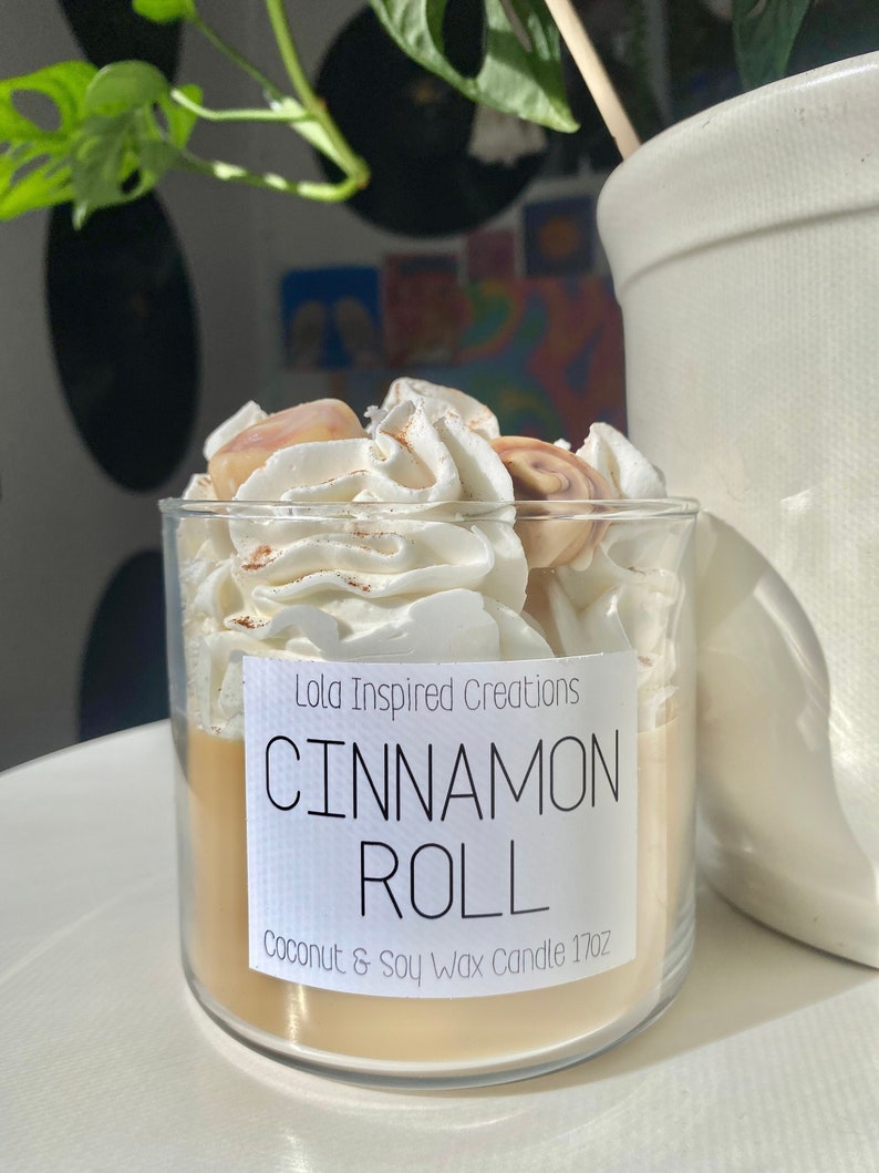 Cinnamon Roll Scented Candle, Dessert Candle, Whipped Candle, Cute