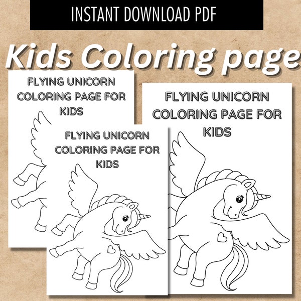 Flying Unicorn Coloring Page For Kids